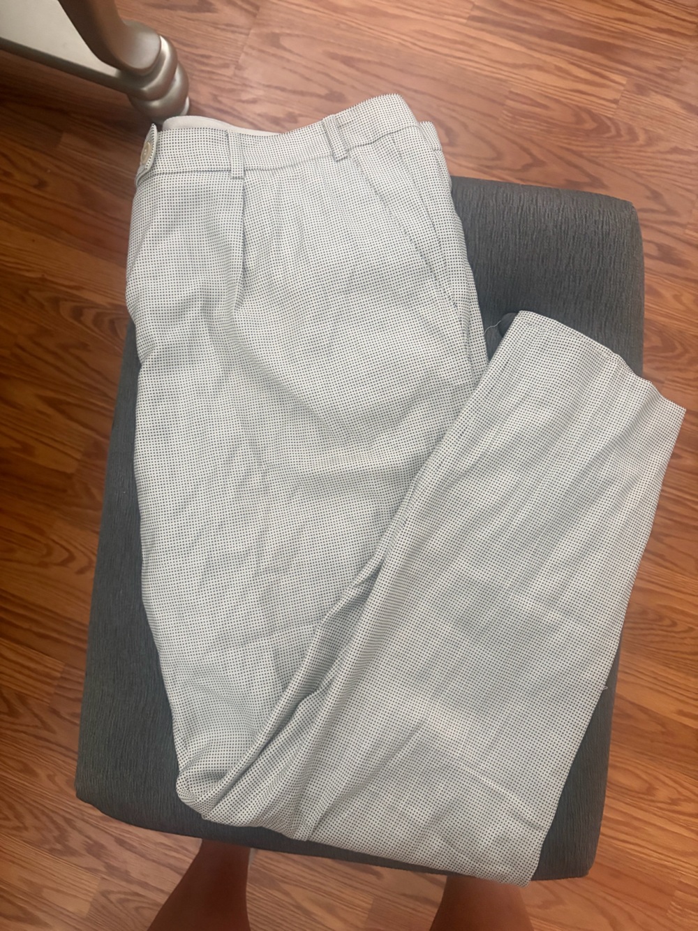 Armani Collezioni Light Gray Micro-Check Women's Dress Trousers